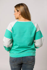 Layla –Colorblock Patchwork Sweatshirt with Cross Seam Detail